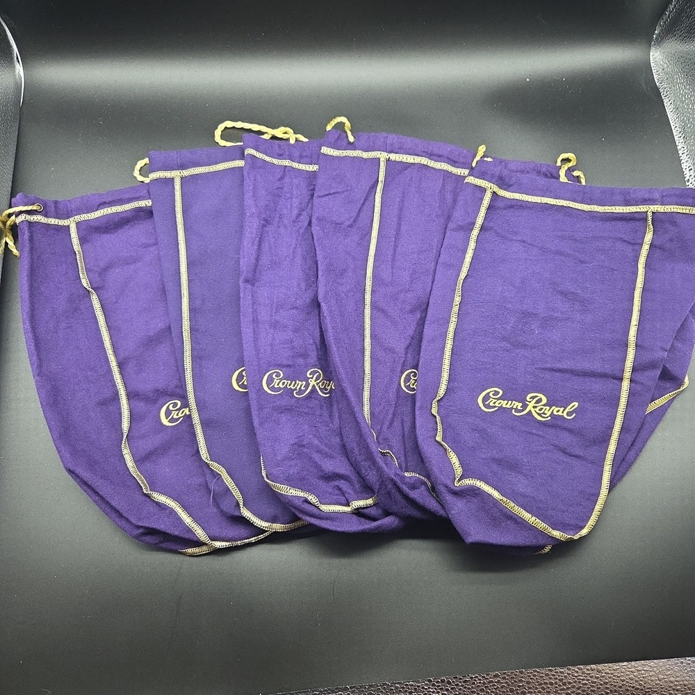 Crown Royal 12" Purple Bags-Lot Of 5